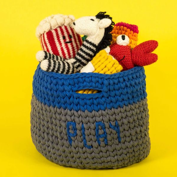 Ware of the Dog Crochet Toy Basket