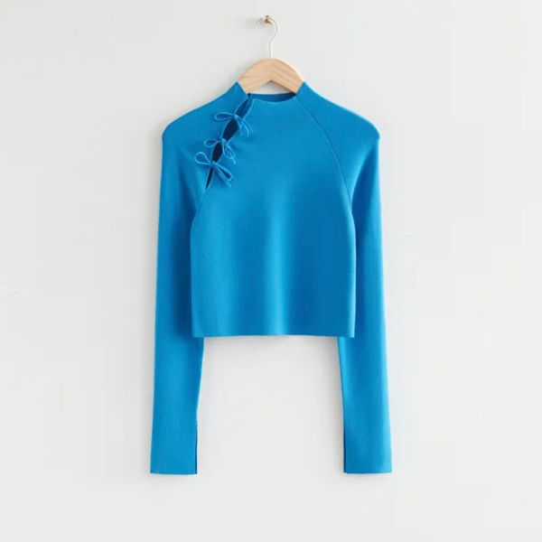 & Other Stories Cropped Jumper With Asymmetric Tie Detail