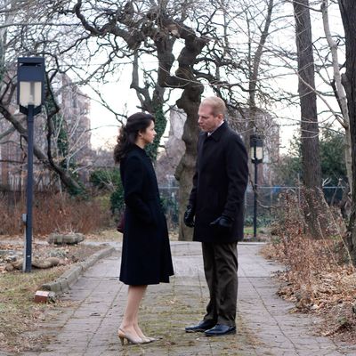 THE AMERICANS -- COMINT -- Episode 5 (Airs Wednesday, February 27, 10:00 pm e/p) -- Pictured: (L-R) Annet Mahendru as Nina, Noah Emmerich as FBI Agent Stan Beeman