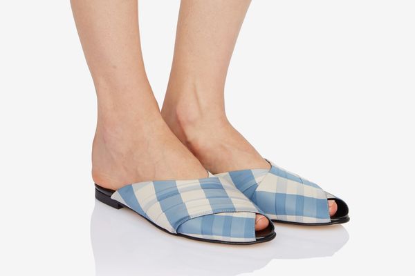 Trademark Gingham Pajama Sandal — Blue/Cream