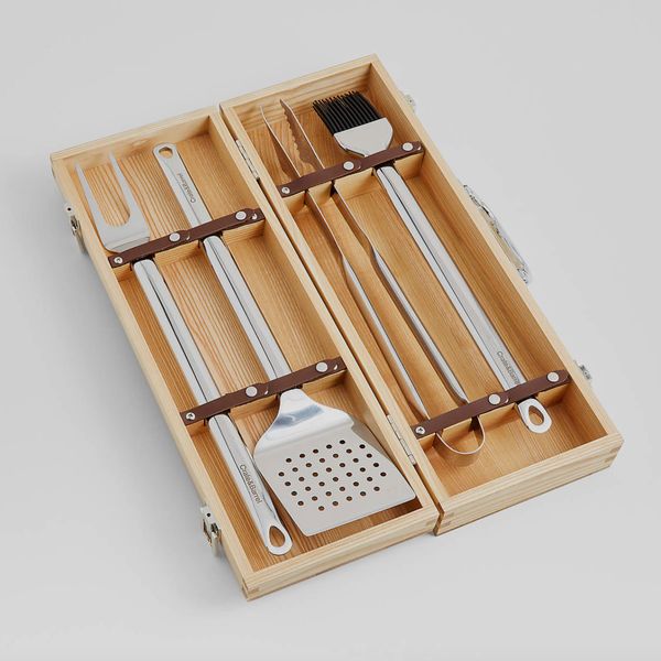 Crate & Barrel 5-Piece Stainless Steel Grill Tool Set