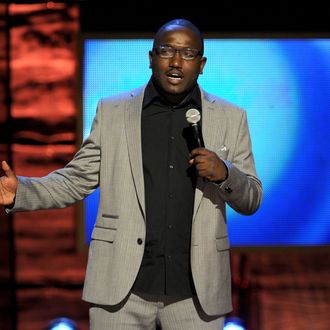 Hannibal Buress speaks onstage at Comedy Central's night of too many stars: America comes together for autism programs at The Beacon Theatre on October 13, 2012 in New York City.