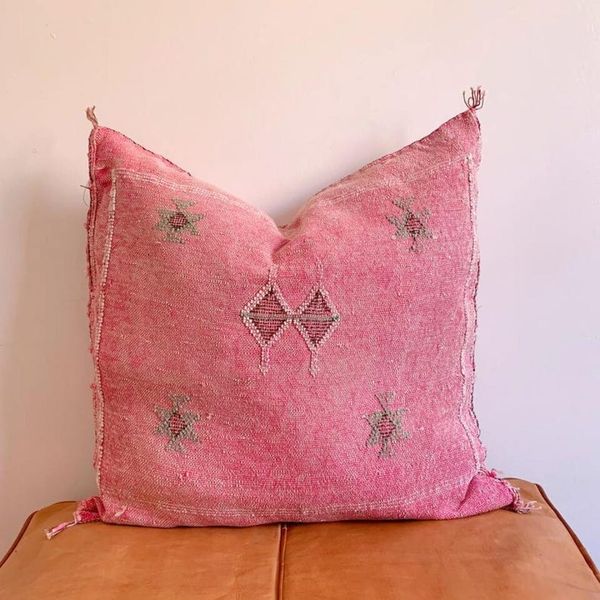 KenzasShopx Pink Cactus Silk Moroccan Sabra Cushion