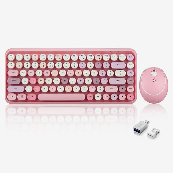 Perixx PERIDUO-713 Wireless Mini Keyboard and Mouse Combo — Pastel Pink