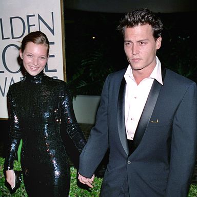 Kate Moss & Johnny Depp a during 1995 Golden Globe Awards in Los Angeles, California, United States. (Photo by Jeff Kravitz/FilmMagic, Inc)