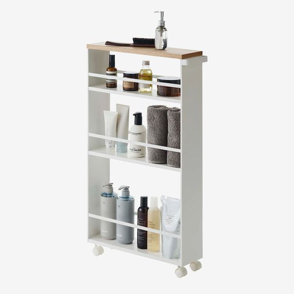 Yamazaki Home Tower Rolling Slim Storage Cart - White