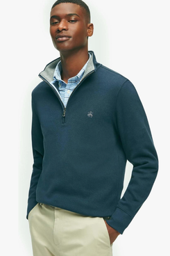 Brooks Brothers ribbed French terry long sleeve half zip sweater