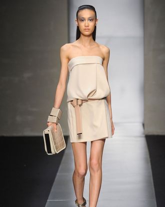 A look from Gianfranco Ferré's spring 2012 collection, Citron and Piaggi's debut.