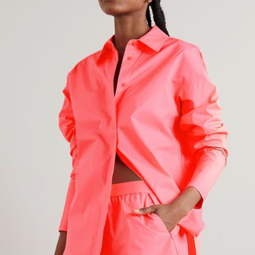 Good American Neon Coated Cotton-Poplin Shirt