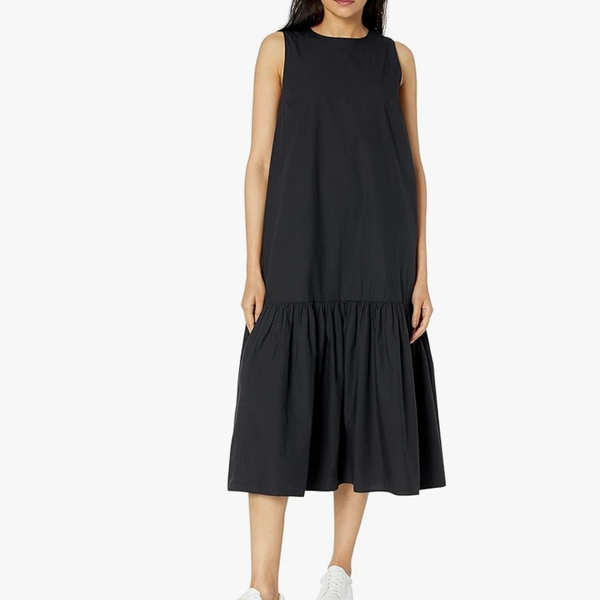 The Drop Ilana Loose Sleeveless Wide-Hem Poplin Maxi Dress