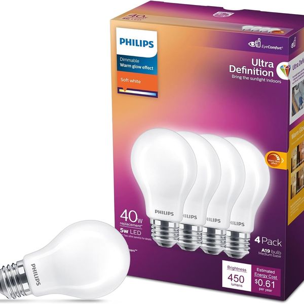 Philips LED 60W A19 Ultra Definition Soft White Light Bulbs