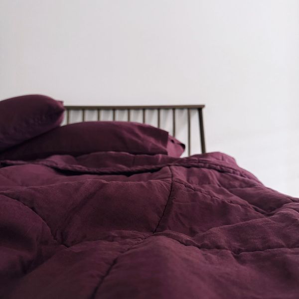 Linoto Malbec Quilted Linen Coverlet - Queen