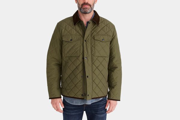 J.Crew Sussex Quilted Jacket With Corduroy Collar