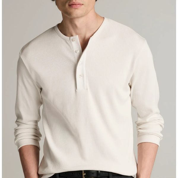 Vince Ribbed Long Sleeve Henley