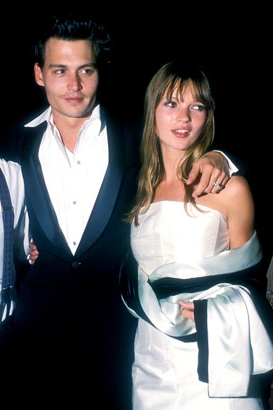 Johnny Depp and Kate Moss during “Don Juan De Marco” Beverly Hills Premiere at The Academy in Beverly Hills, California, United States. (Photo by Barry King/WireImage)