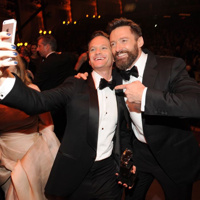 NEW YORK, NY - JUNE 08: Neil Patrick Harris and Hugh Jackman attend the 68th Annual Tony Awards at Radio City Music Hall on June 8, 2014 in New York City. (Photo by Kevin Mazur/Getty Images for Tony Awards Productions)