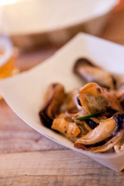 Smoked mussels.