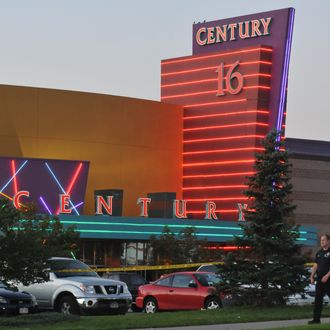 AURORA, CO - JULY 20: The Century 16 movie theatre is seen where a gunmen attacked movie goers during an early morning screening of the new Batman movie, 