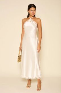 Rixo Harlan Satin Midi Dress