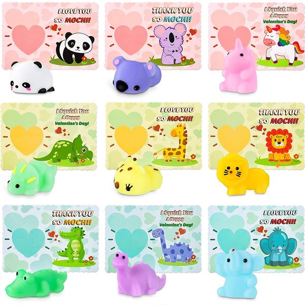 Unomor 36 Valentines Day Gift Cards with Mochi Squishy