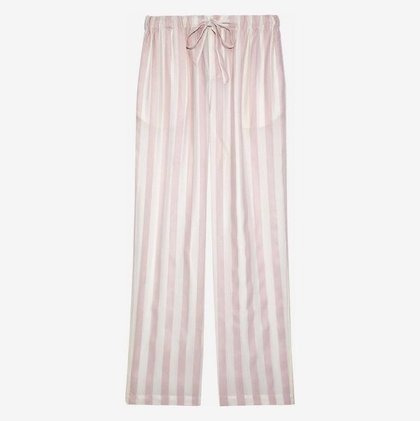 Marina Striped Silk Pajama Pants - strategist best marina pink and white drawstring pajama pants