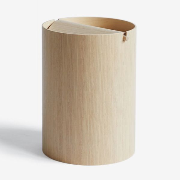 Saito Wood Co. White Oak Paper Waste Basket with Lid - Small