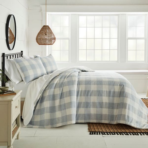 Bee & Willow Gingham 3-Piece Full/Queen Comforter Set in Blue/White