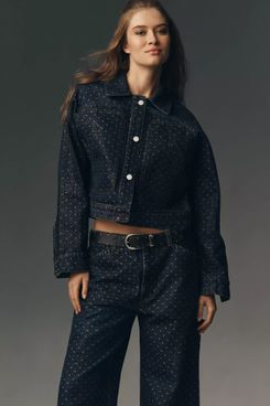 Pilcro Lurex Polka Dot Dolman Denim Jacket