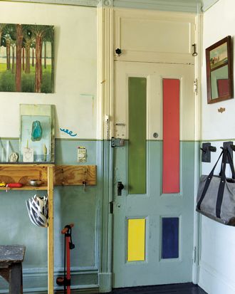 Matt Austin hand-ground and hand-mixed the pigments for the colored panels on this door.