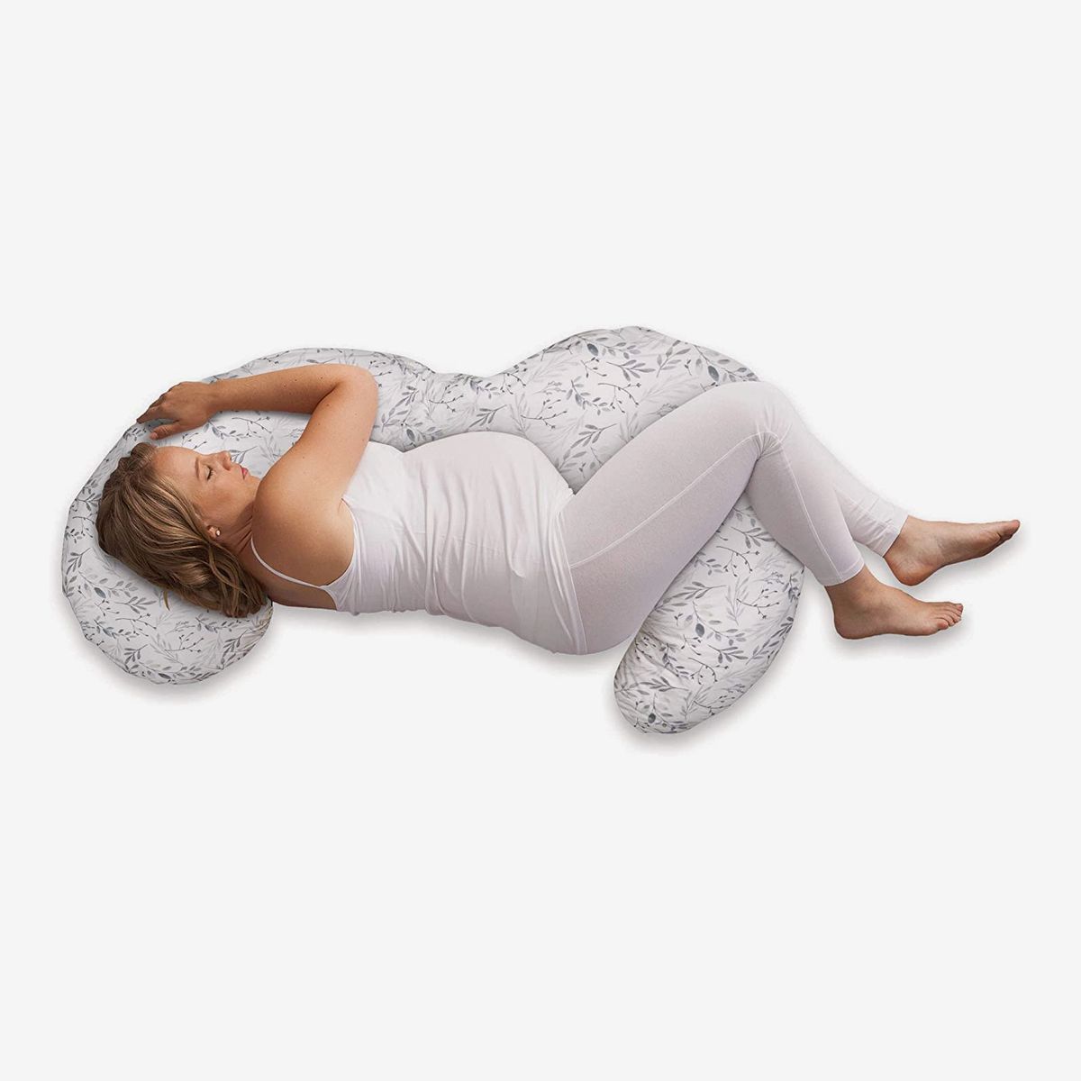 ForFlower Pregnancy Pillow U Shaped,Full Body Pillow with Washable Velet Cover,Maternity Pillow for Head Shoulder Back Belly Legs for Pregnant Women Side Sleeping Blue 