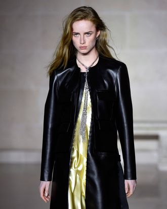 Model Rianne Van Rompaey walks the runway during Louis Vuitton