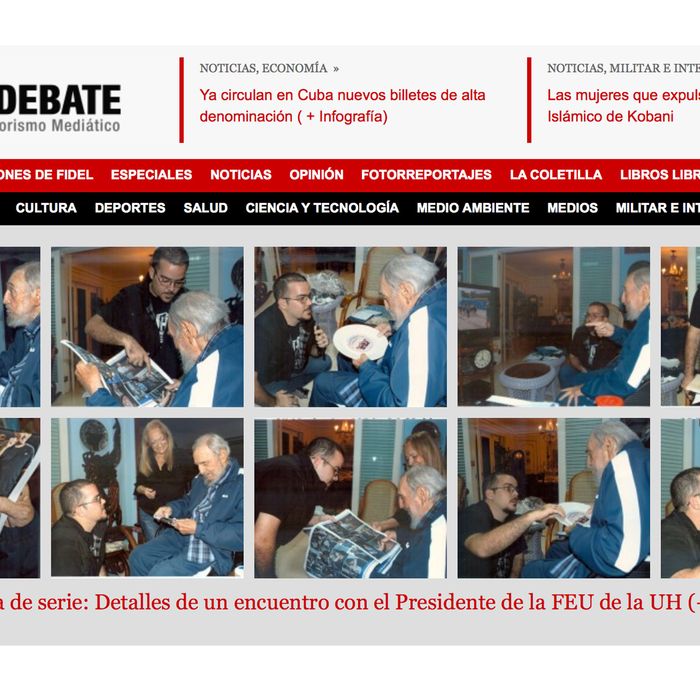 A screenshot of Cuba's website Cubadebate shows ten photos of Fidel Castro on their opening page in Havana, Cuba, Tuesday Feb. 3, 2015.