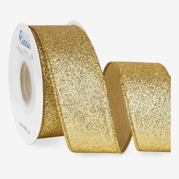 Ribbli Gold Glitter Wired Ribbon