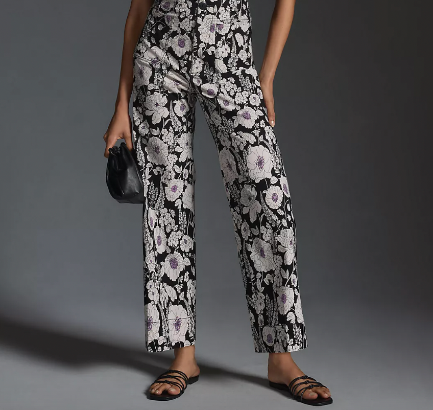 Flower Print Wide Leg Pants for Women High Elastic Waist Long Trousers  Double Side Pockets Loose Trouser Basic Fashion, Vv1-black, Small :  : Clothing, Shoes & Accessories