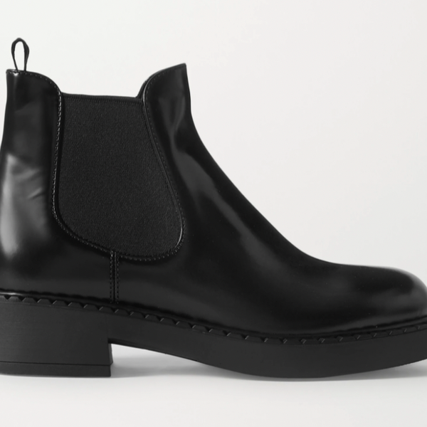 Prada Glossed-Leather Chelsea Boots