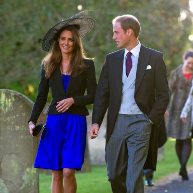 NORTHLEACH, UNITED KINGDOM - OCTOBER 23: (EMBARGOED FOR PUBLICATION IN UK NEWSPAPERS UNTIL 48 HOURS AFTER CREATE DATE AND TIME) Kate Middleton and Prince William attend Harry Meade & Rosie Bradford’s wedding at the Church of St. Peter and St. Paul on October 23, 2010 in Northleach near Cheltenham, England.  (Photo by Indigo/Getty Images) *** Local Caption *** Kate Middleton;Prince William