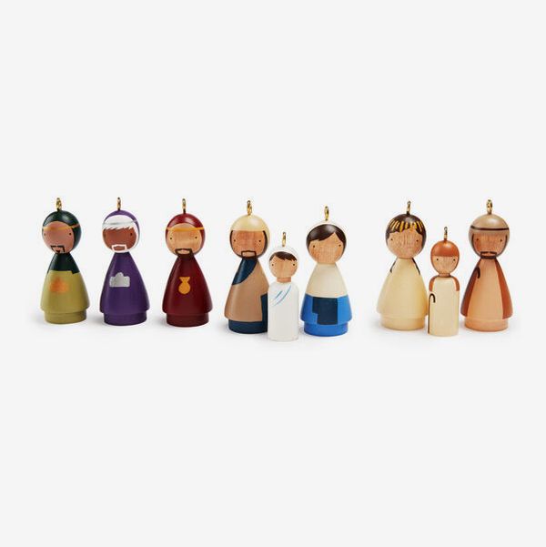 MoMA Design Store Nativity Peg Doll Ornaments (Set of 9)