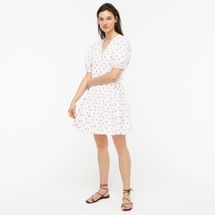 J.Crew Puff-sleeve cotton poplin wrap dress in white rose dot