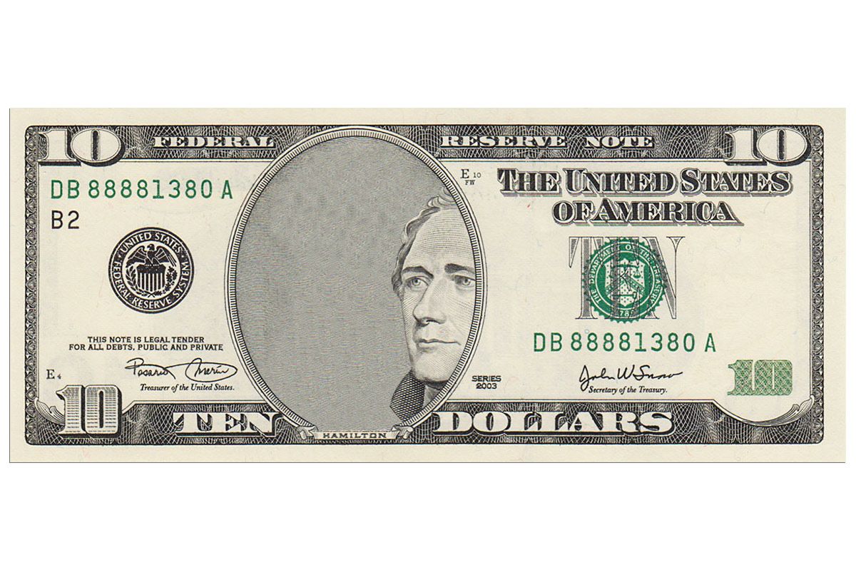 ten dollar bill back