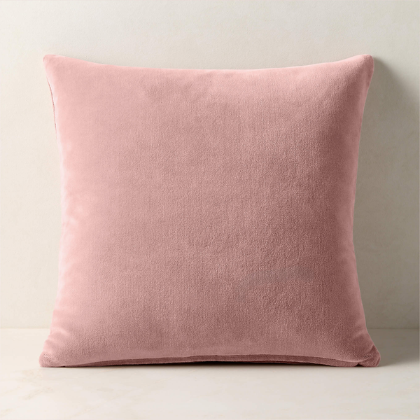 CB2 Encino Organic Cotton Stonewashed Velvet Throw Pillow Cover - Dusty Rose