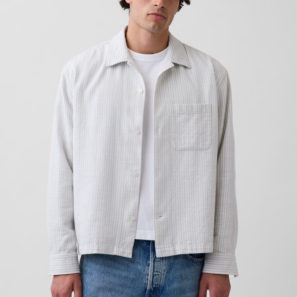 Gap Dobby Stripe Relaxed Straight-Hem Shirt