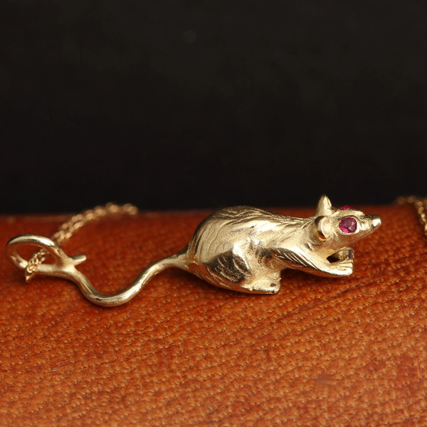 Erica Weiner Ruby-Eyed Rat Necklace