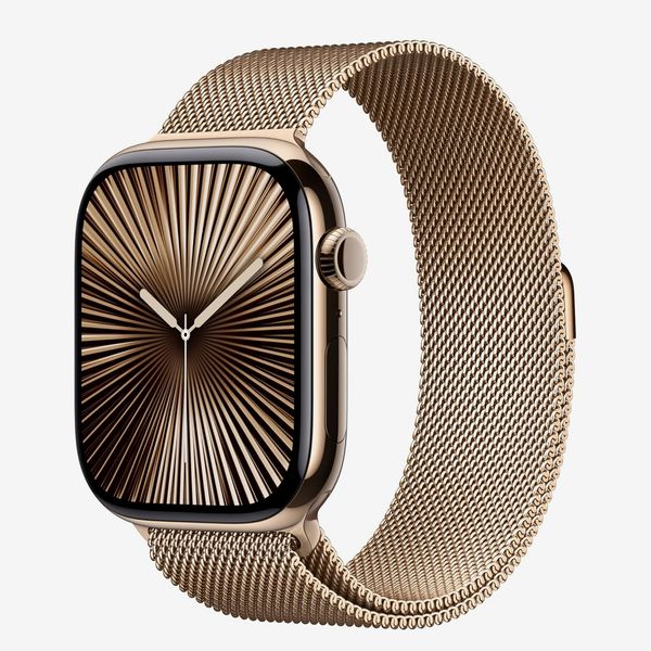 Apple Watch Series 10 (GPS 46-mm Case) - Titanium Case With Gold Milanese Loop