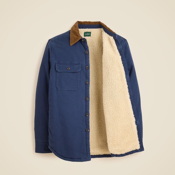 J. Crew Sherpa-Lined Duck Canvas Shirt-Jacket