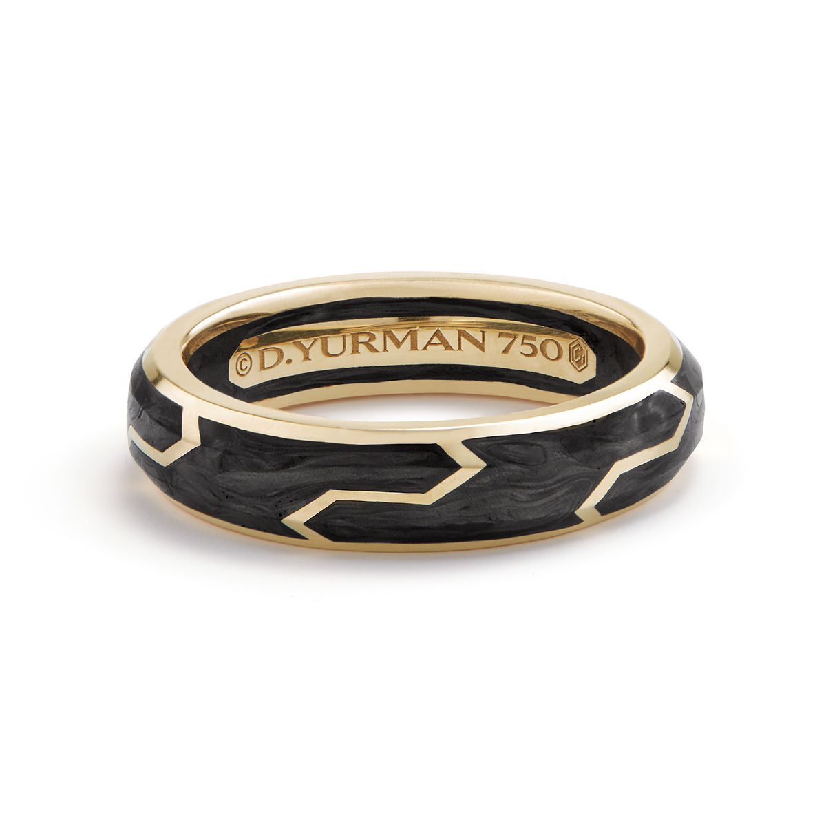 Forged Carbon Band Ring in 18K Gold, 6mm
