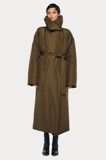 Norma Kamali High Collar Sleeping Bag Coat – Long
