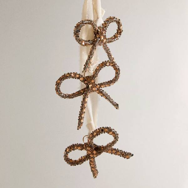 Zara Home Glittery Bow Cascade Ornament
