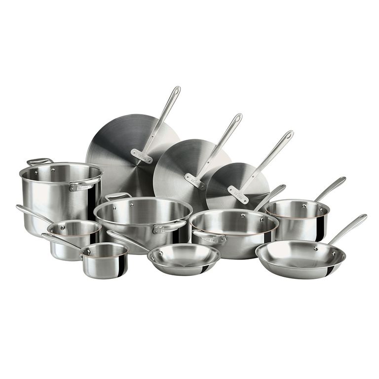 An 11-piece set of everything from a rondeau to a sauteuse, made by All-Clad and specially designed by the chef.