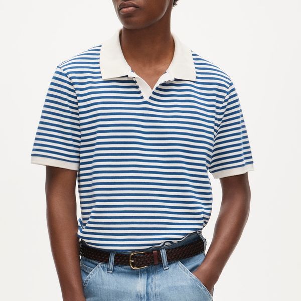J.Crew Piqué Johnny-Collar Polo Shirt in Stripe