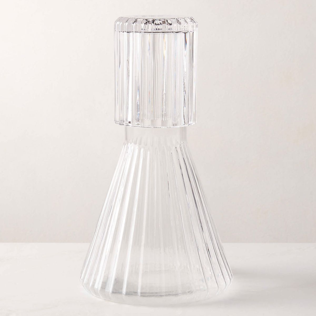 CB2 Aleric Ribbed Glass Carafe and Cup